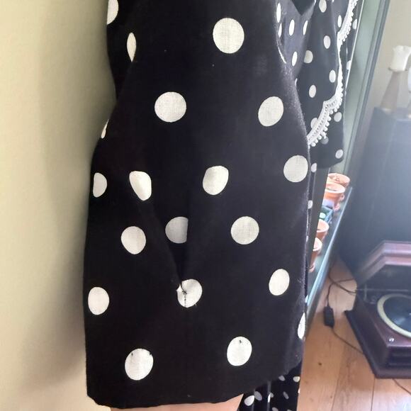 Vintage Miss Dorby Dress 14 Black White Polka Dot Cottage Core Coquette Prairie - Picture 5 of 8